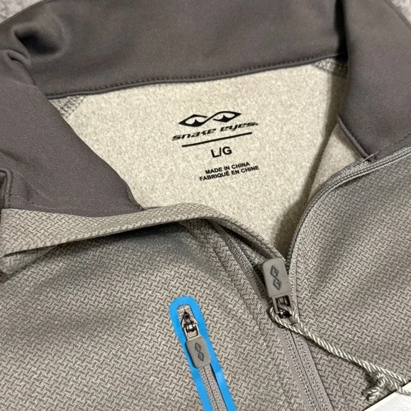 Snake Eyes Golf Pullover Mens Lg Gray 1/4 Zip Long Sleeve Performance Shirt NWT - Picture 3 of 7
